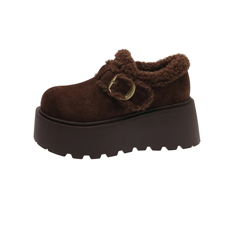 Damen Plüschige Slipper mit robustem Plateau und eleganter Schnalle Heidi Mode - Image 8