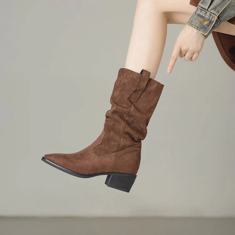 Damen Rauleder Stiefeletten mit lässigem Falten-Design Heidi Mode - Image 3