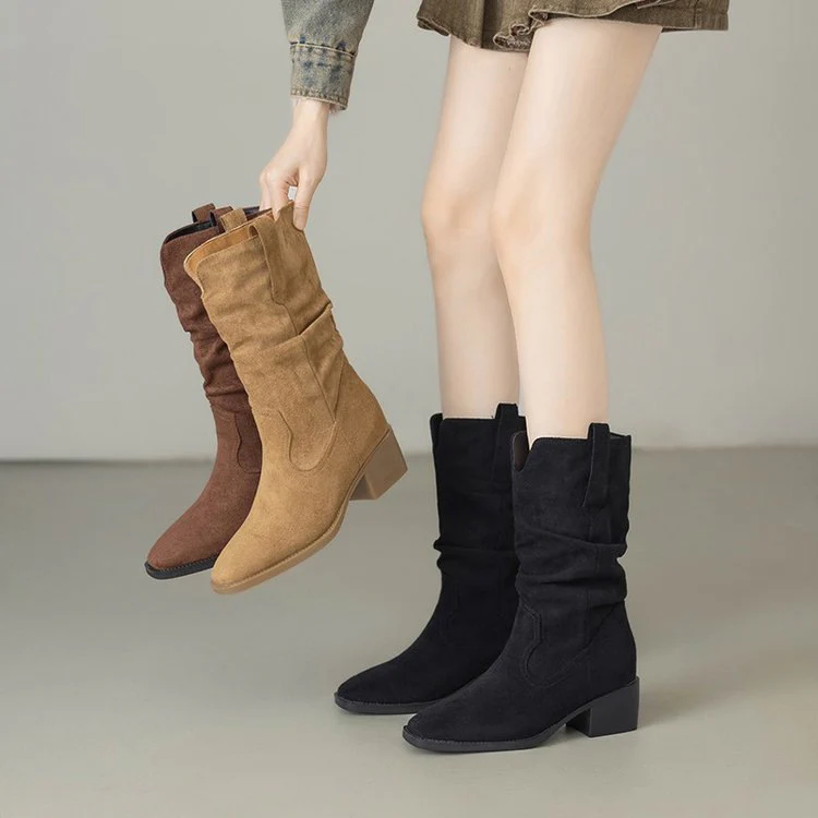 Damen Rauleder Stiefeletten mit lässigem Falten-Design Heidi Mode - Image 4