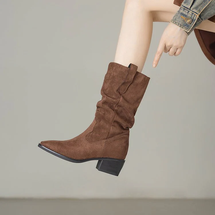 Damen Rauleder Stiefeletten mit lässigem Falten-Design Heidi Mode - Image 8