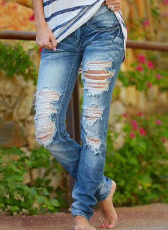Damen Ripped Jeans im lässigen Urbanstyle mit ausgefransten Säumen Heidi-Mode - Image 2