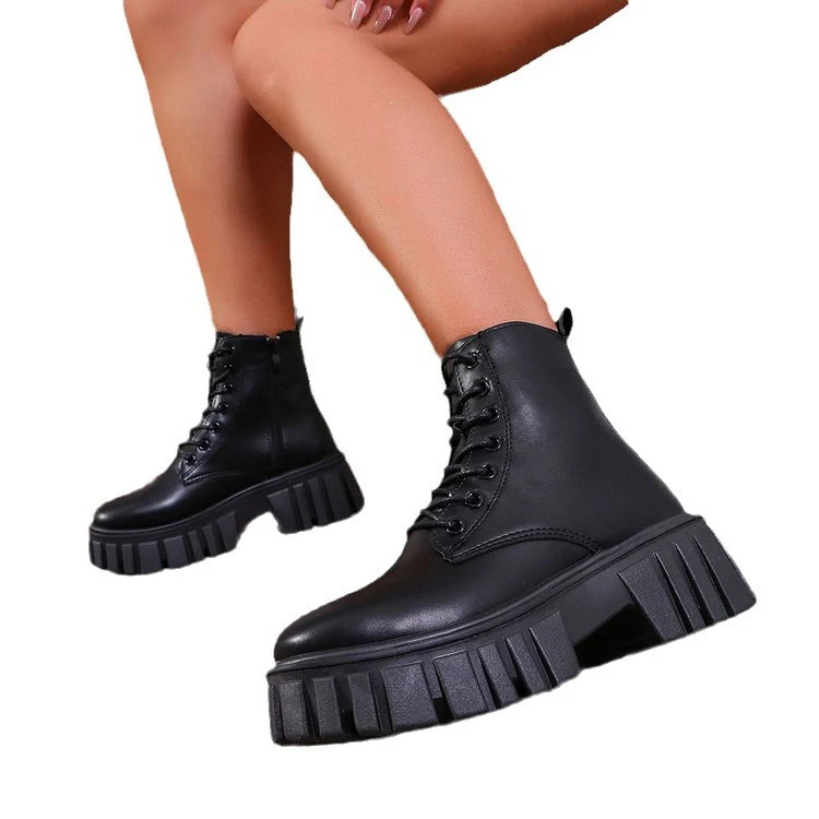Damen robuste Chunky Stiefel mit hohem Plateausohle und schnürbarem Design Heidi Mode - Image 5