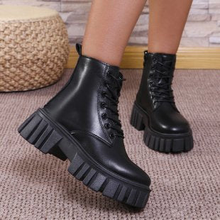 Damen robuste Chunky Stiefel mit hohem Plateausohle und schnürbarem Design Heidi Mode - Image 6