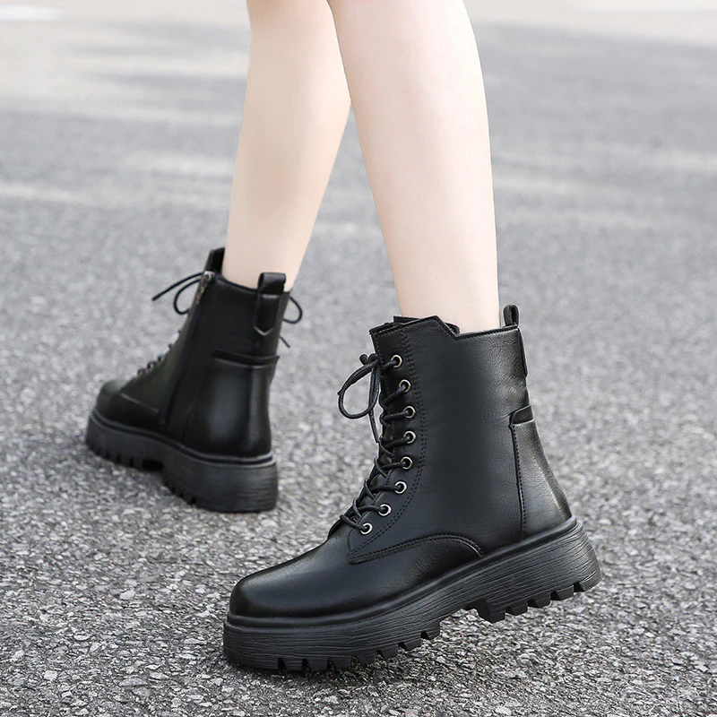 Damen robuste Schnürstiefel mit hoher Sohle und praktischem Design Heidi Mode - Image 3