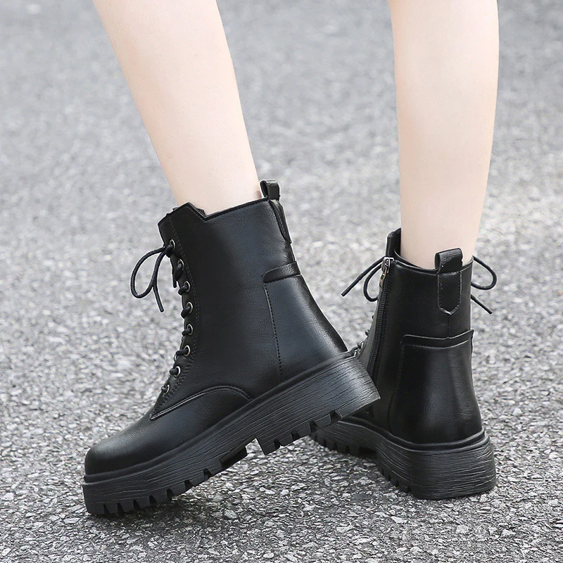 Damen robuste Schnürstiefel mit hoher Sohle und praktischem Design Heidi Mode - Image 4
