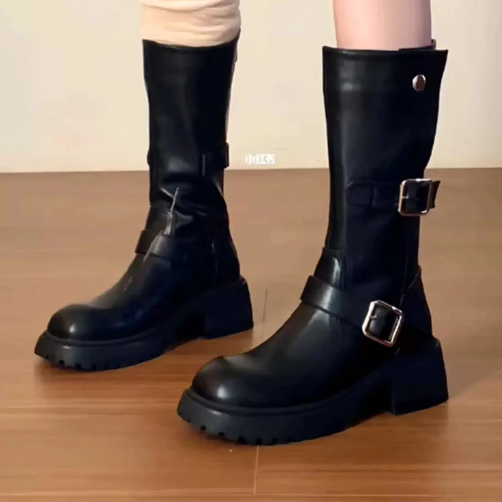 Damen robuste Stiefel mit modischem Schnallen-Design Heidi Mode - Image 3