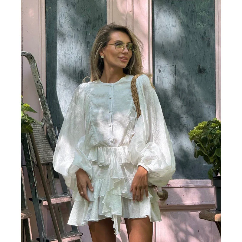 Damen Rüschenkleid mit weiten Ärmeln und modischen Details Heidi-Mode - Image 8
