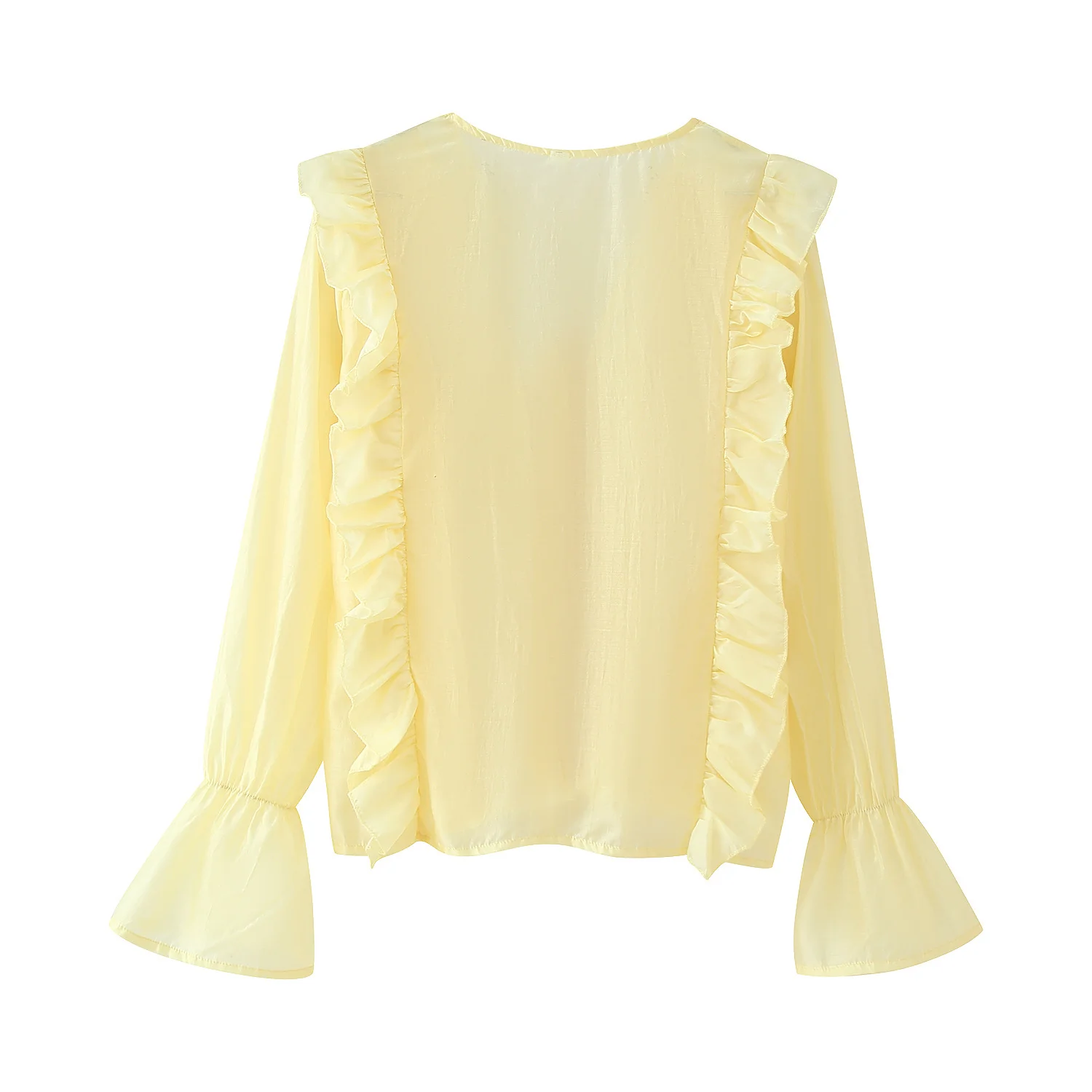 Damen Rüschenshirt mit verspielt voluminösen Ärmeln und seitlichem Bindeband Heidi-Mode - Image 5