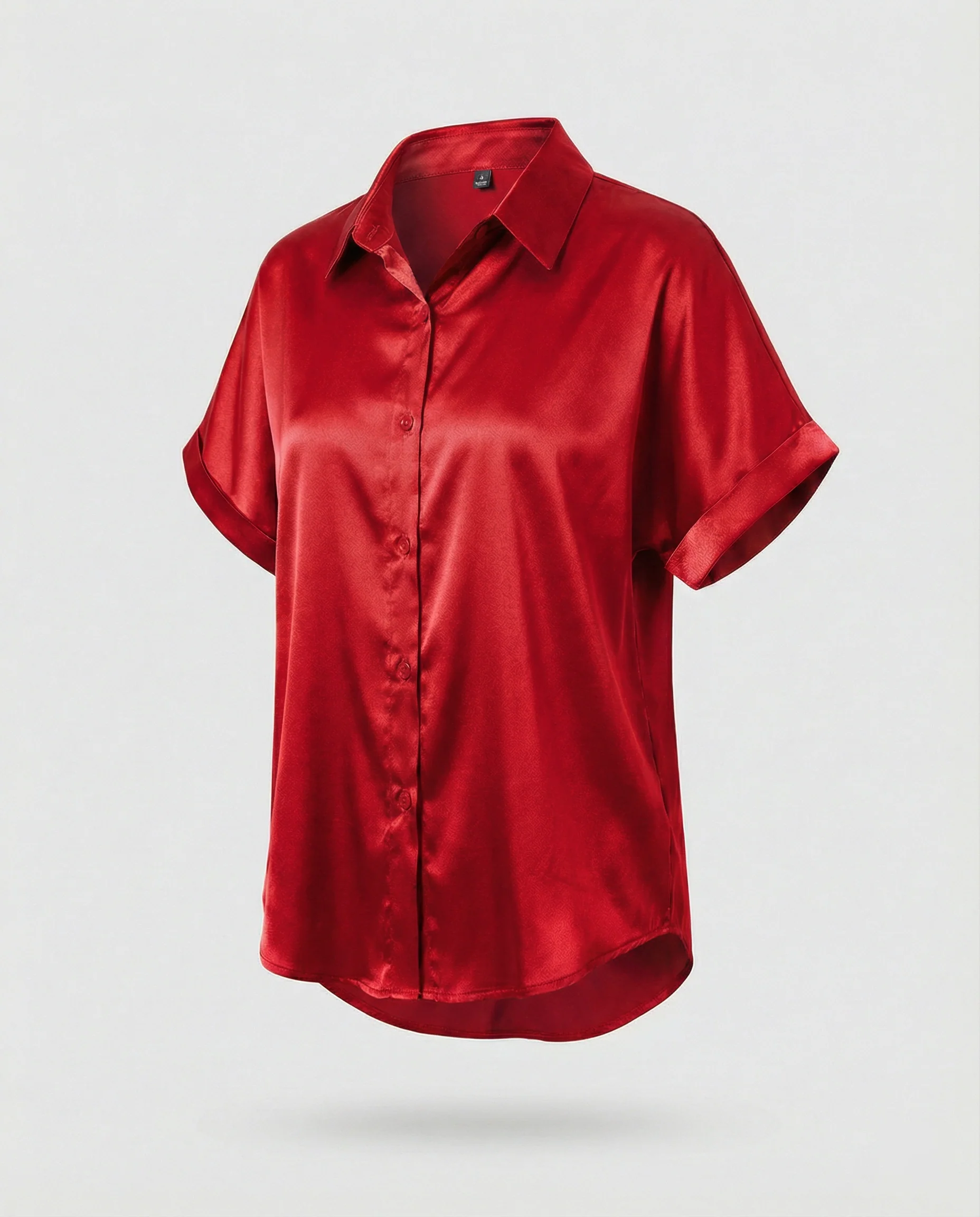 Damen Satin-Bluse mit großem Kragen und überschnittenen Schultern Heidi Mode - Image 10