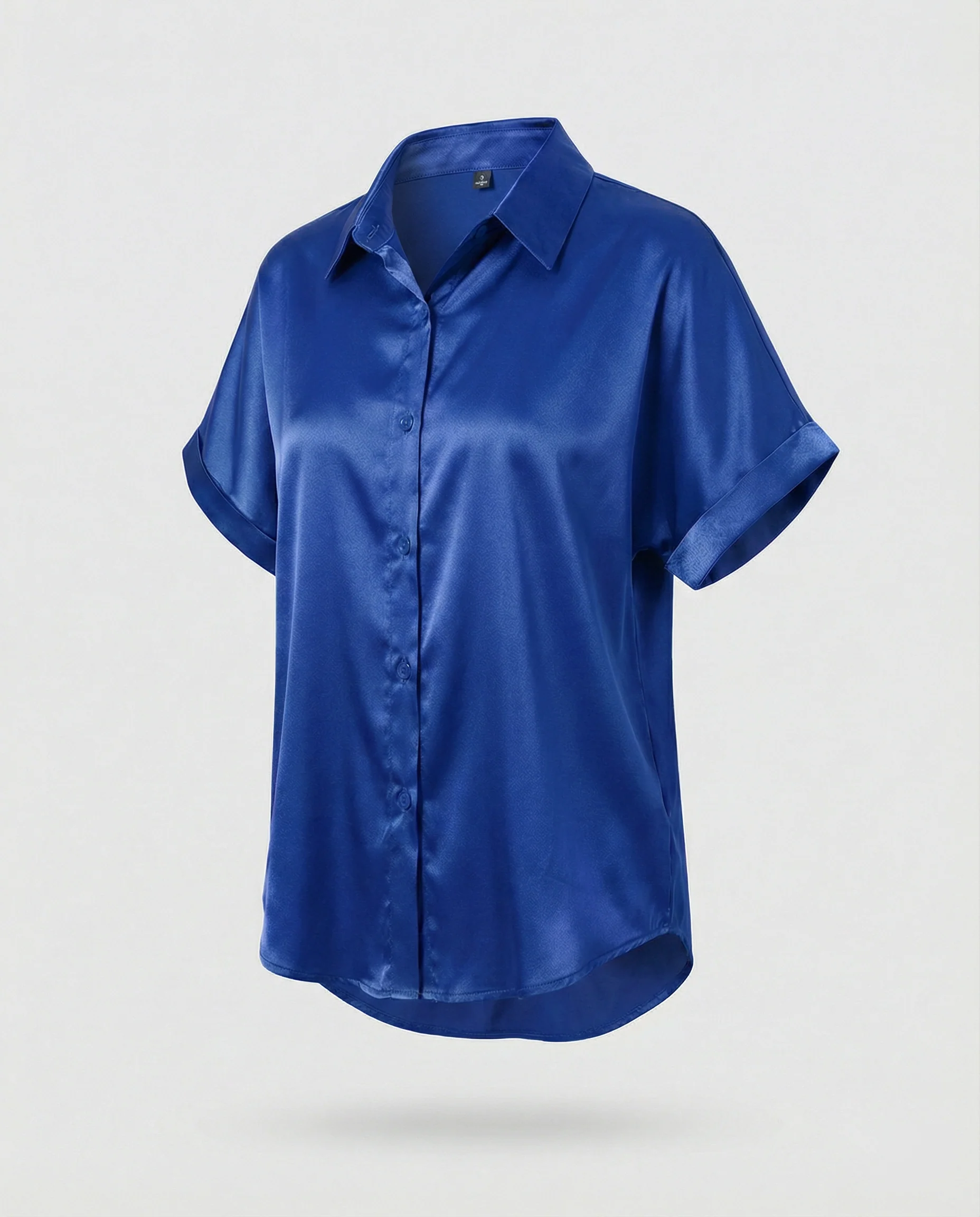 Damen Satin-Bluse mit großem Kragen und überschnittenen Schultern Heidi Mode - Image 9