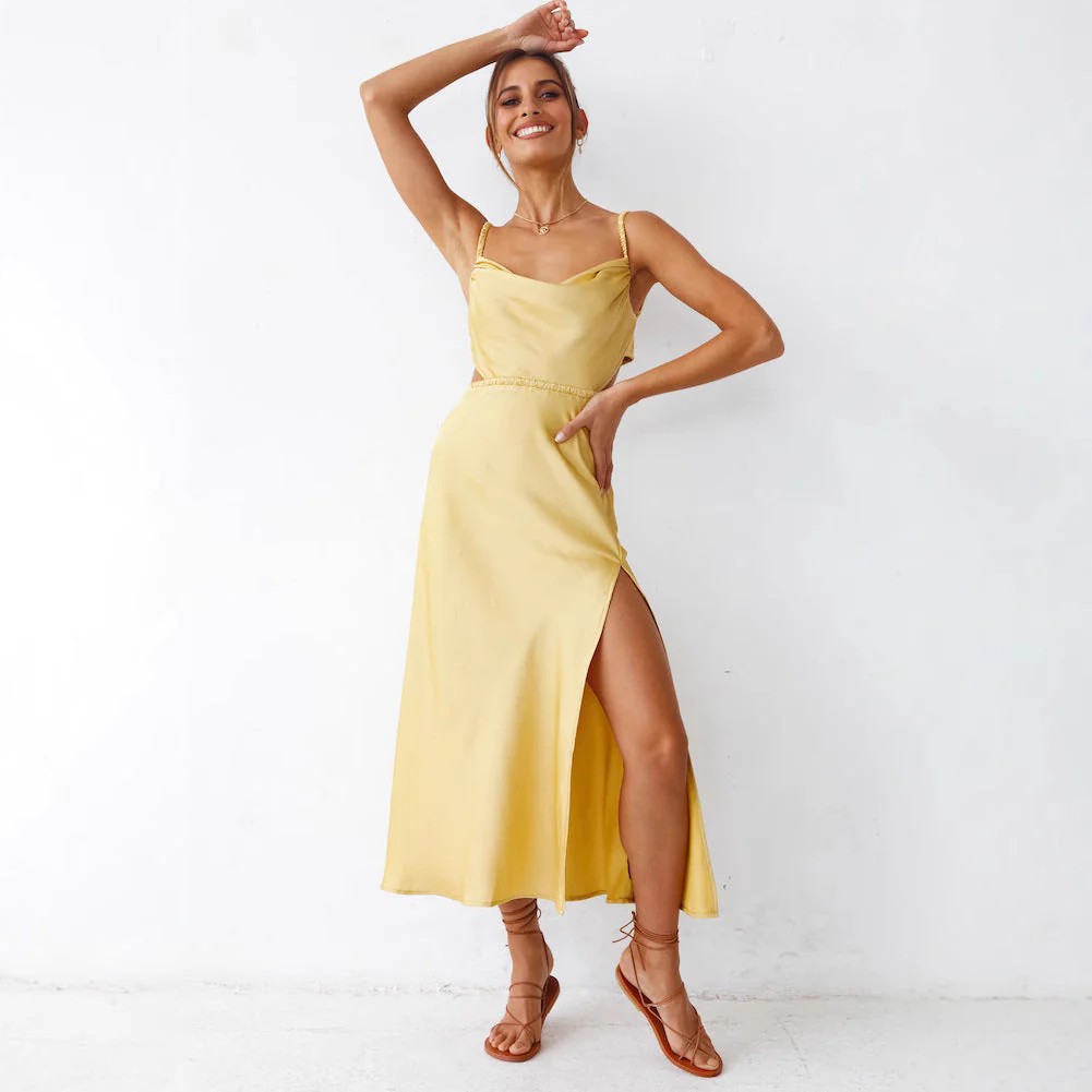 Damen Satin-Midikleid mit Raffinierten Rüschendetails und Elegantem Tragekomfort Heidi-Mode - Image 3