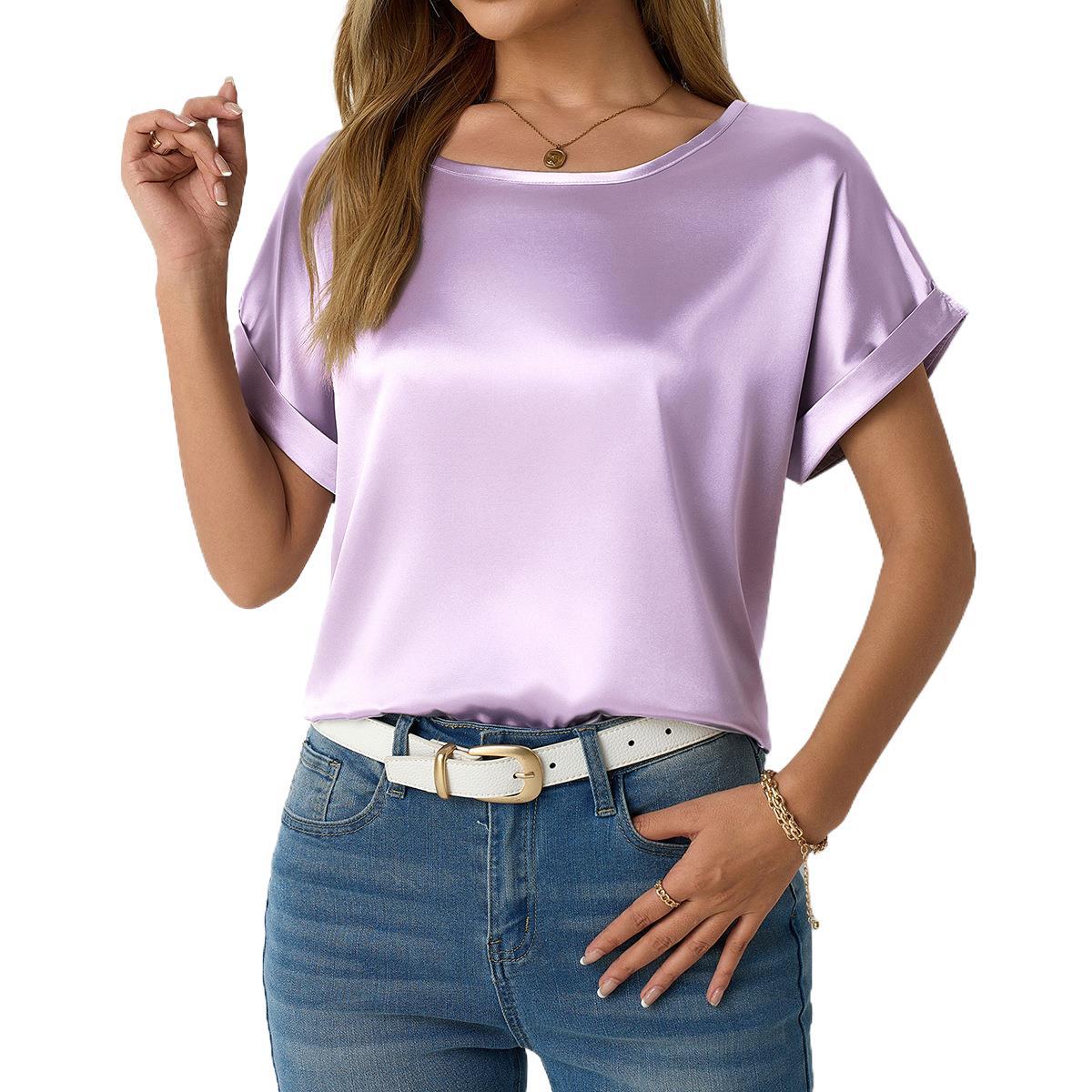 Damen Satin-Oberteil mit umgeschlagenen Ärmeln Heidi Mode - Image 4