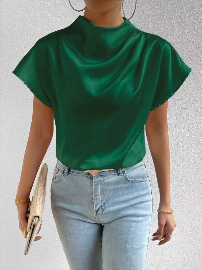 Damen satinierte Bluse mit elegantem Stehkragen Heidi Mode - Image 10