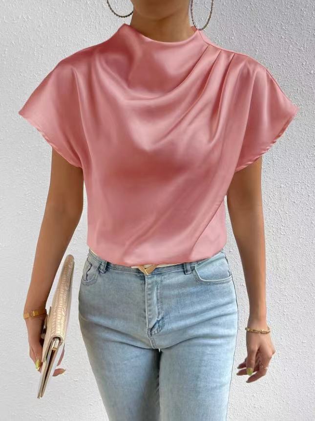 Damen satinierte Bluse mit elegantem Stehkragen Heidi Mode - Image 9