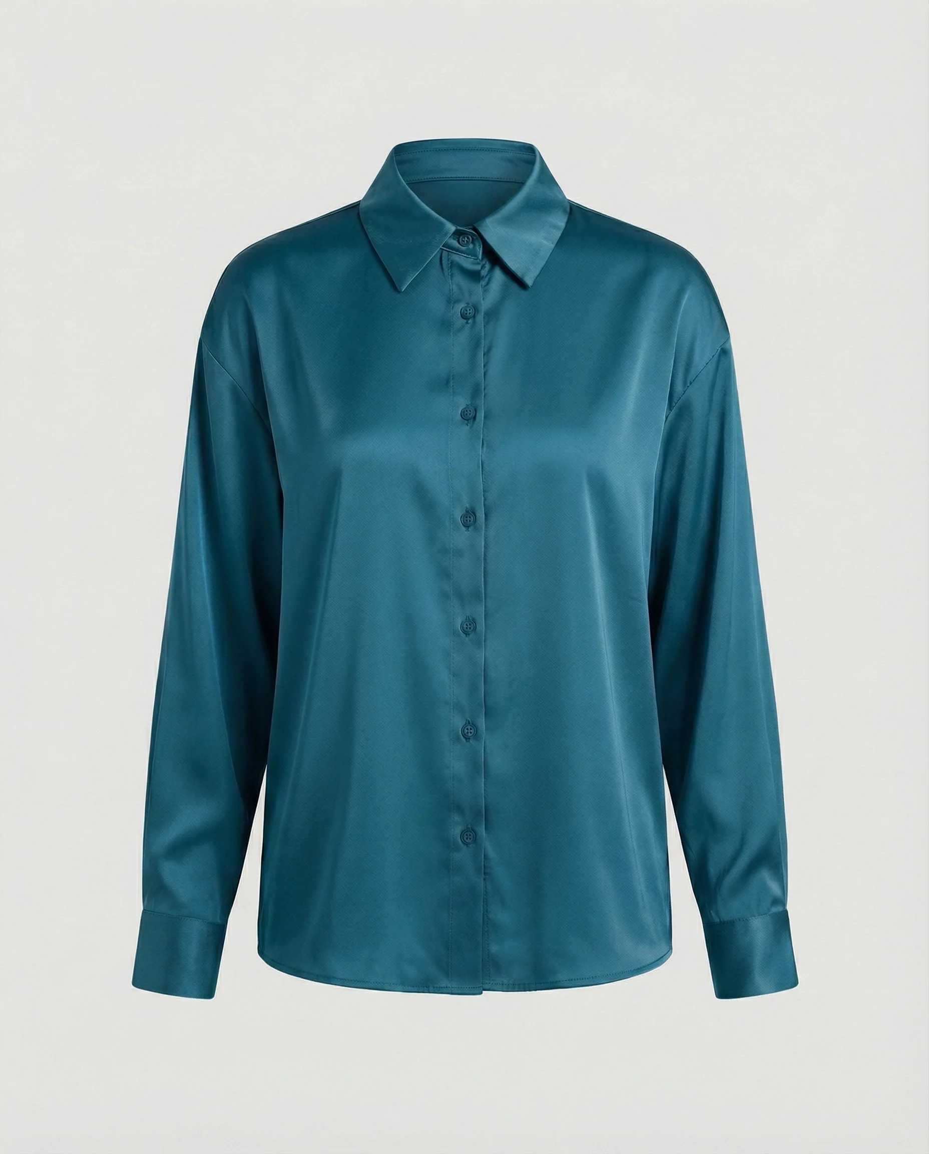 Damen satinierte Bluse mit Knopfverschluss und eleganter Knoten-Detail Heidi Mode - Image 7