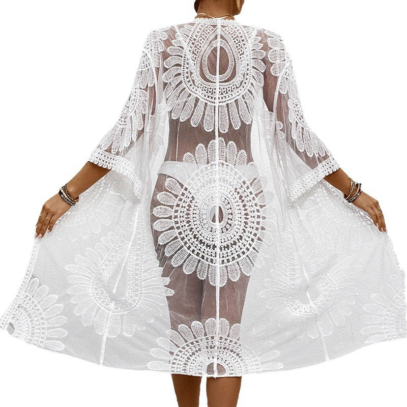 Damen Schicker Häkel-Strandüberwurf mit Voluminösen Ärmel und Elegantem Design Heidi-Mode - Image 5