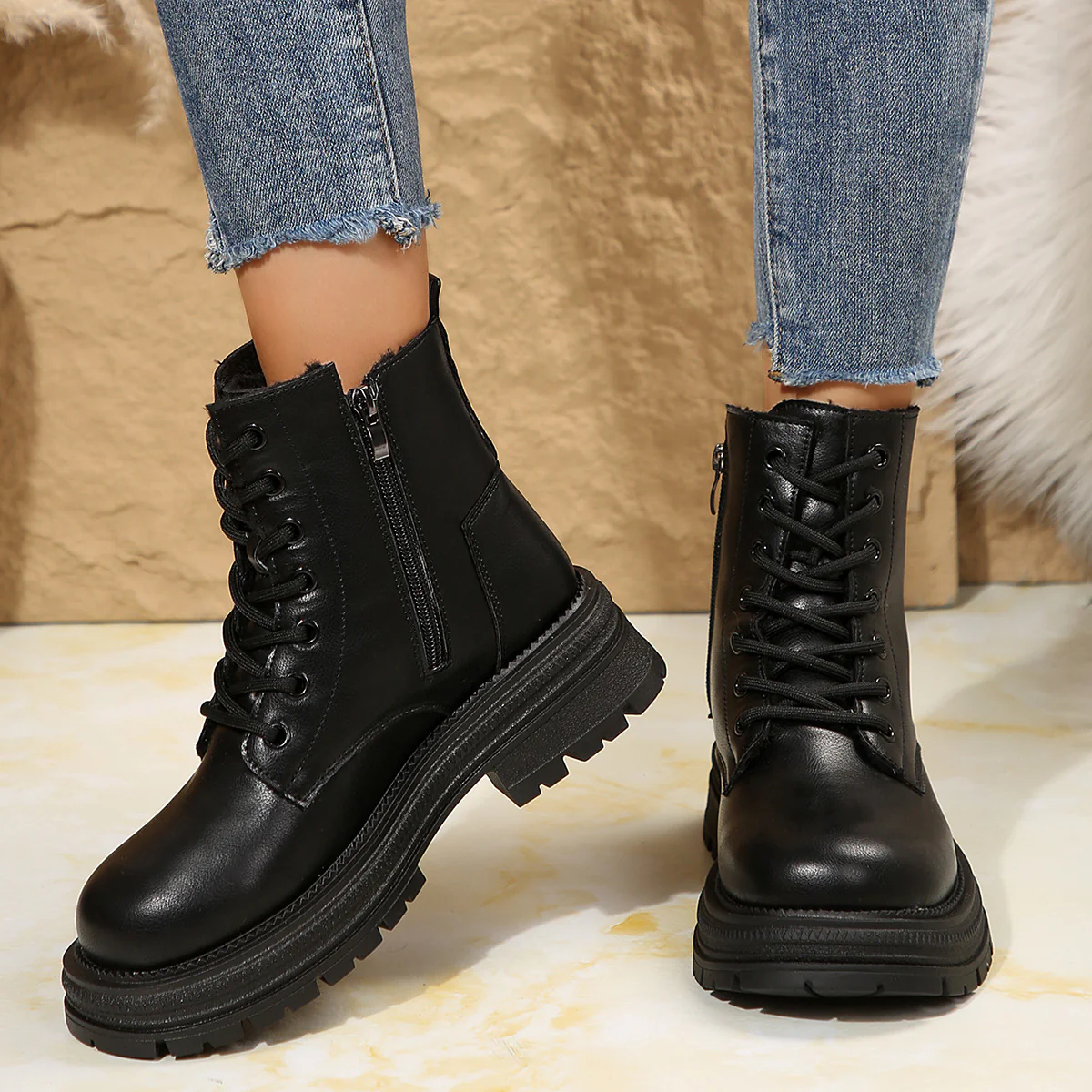 Damen Schnürboots mit robustem Profil und modischem Reißverschluss Heidi Mode - Image 4