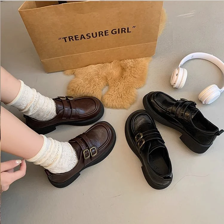 Damen Schnürschuhe mit doppeltem Riemen und modischem Plateau Heidi Mode - Image 3