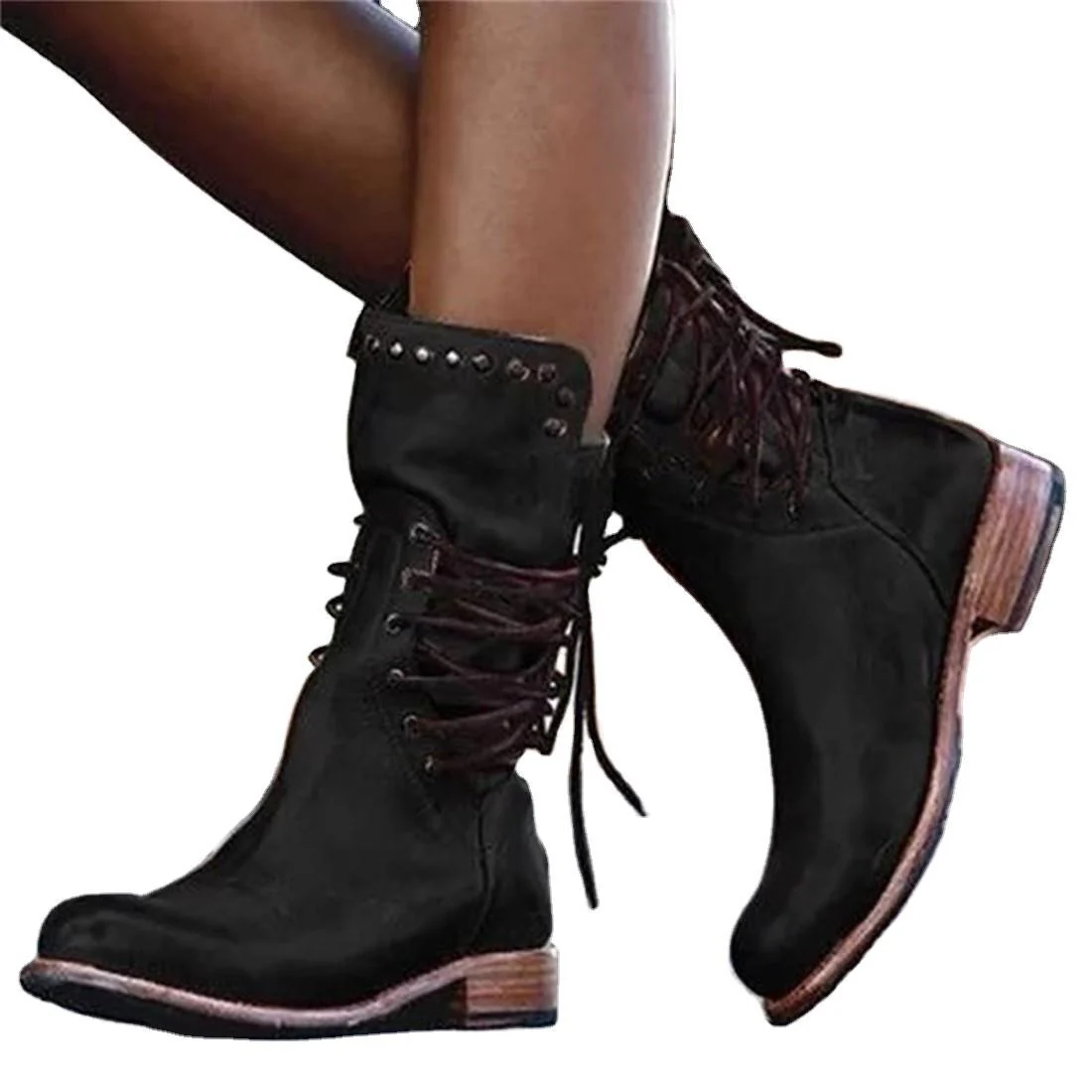 Damen Schnürstiefel mit dekorativen Nieten und robuster Profilsohle Heidi Mode - Image 5