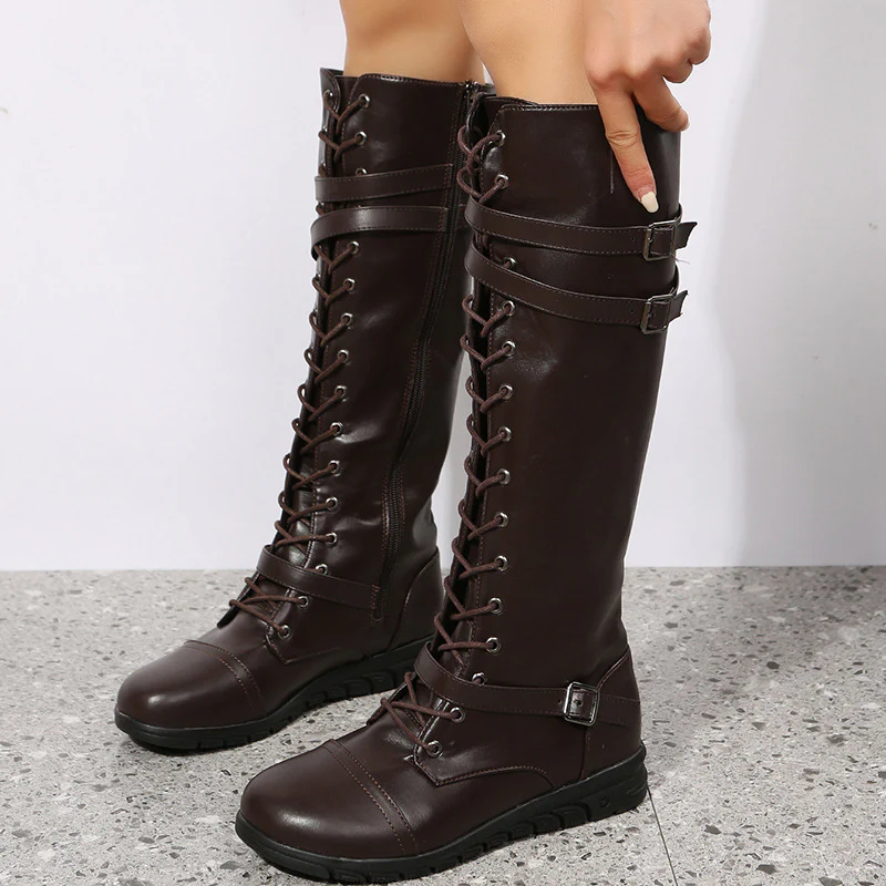 Damen Schnürstiefel mit modischem Riemendesign und robustem Profil Heidi Mode - Image 2
