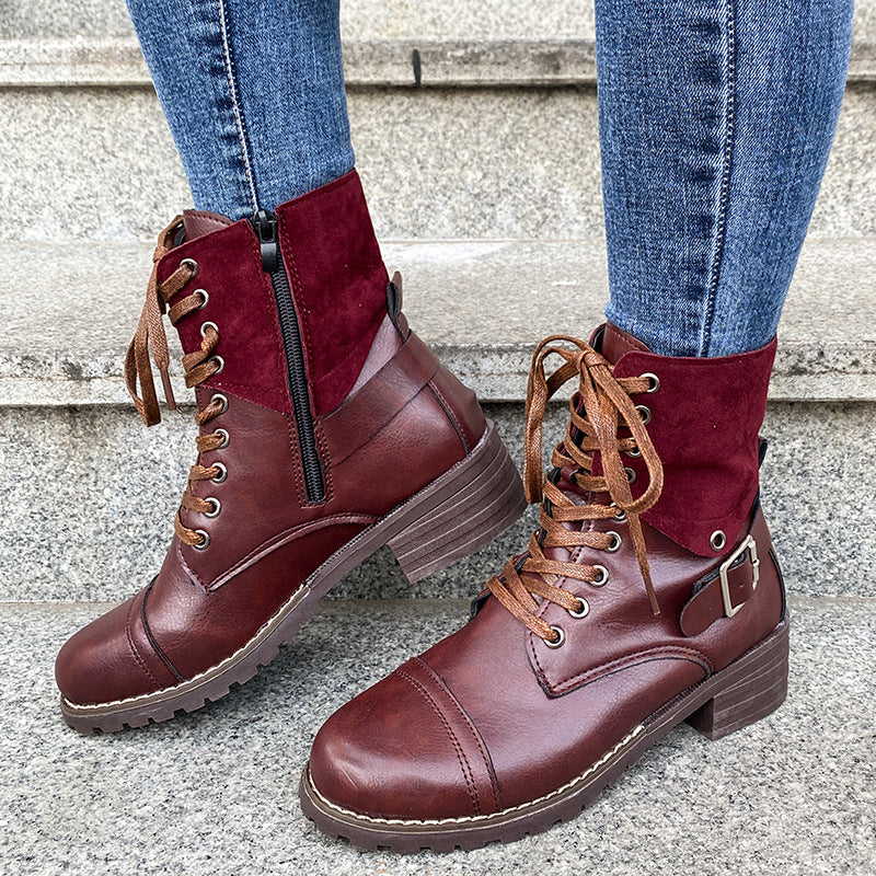 Damen Schnürstiefel mit modischem Wildleder-Detail und robustem Blockabsatz Heidi Mode - Image 2
