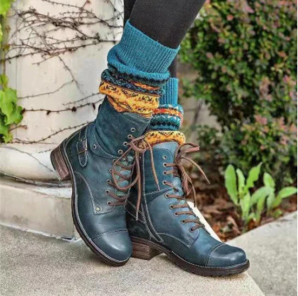 Damen Schnürstiefel mit modischem Wildleder-Detail und robustem Blockabsatz Heidi Mode - Image 4