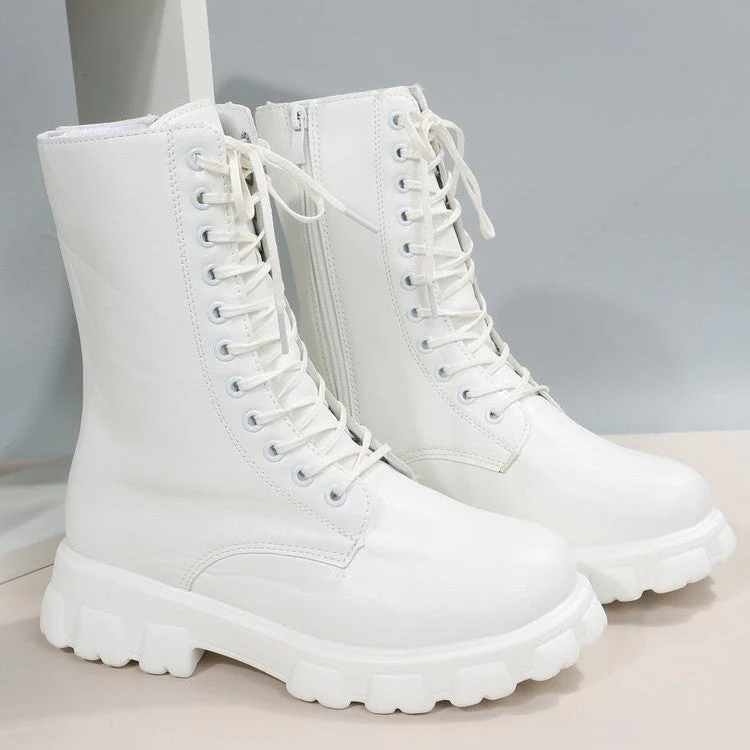 Damen Schnürstiefel mit Robustem Profil und Modischem Reißverschluss Heidi-Mode - Image 3