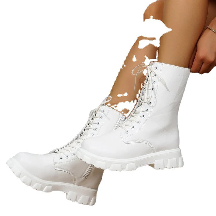 Damen Schnürstiefel mit Robustem Profil und Modischem Reißverschluss Heidi-Mode - Image 4