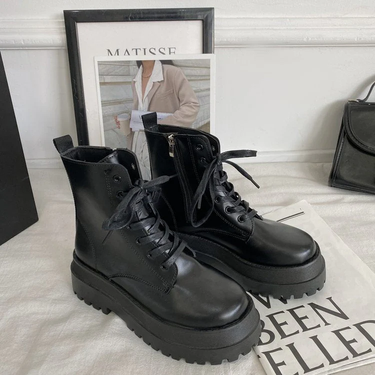 Damen Schnürstiefel mit Robuster Plateausohle und Elegantem Obermaterial Heidi-Mode - Image 2