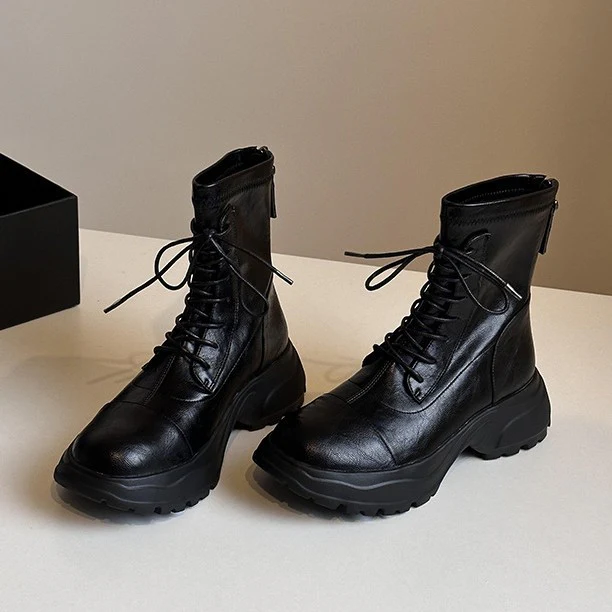 Damen Schnürstiefel mit rutschfester Sohle und probatem Reißverschluss Heidi Mode