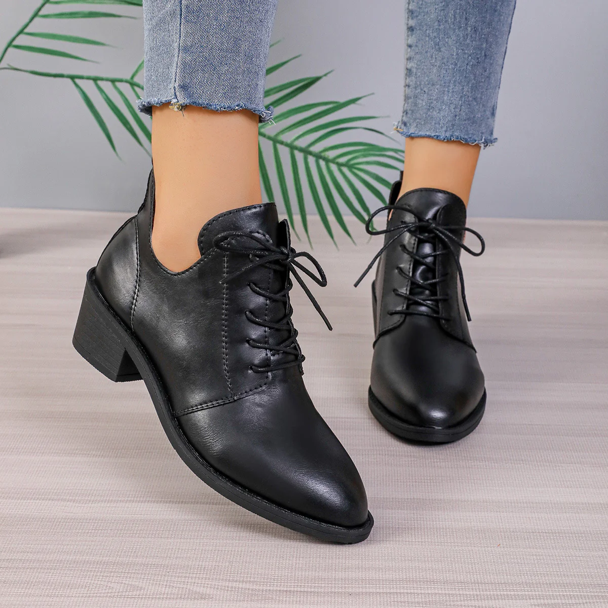 Damen Schnürstiefeletten aus feinem Leder mit modernem Design Heidi Mode - Image 3