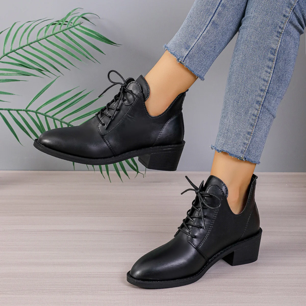 Damen Schnürstiefeletten aus feinem Leder mit modernem Design Heidi Mode - Image 6