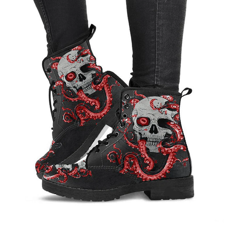 Damen Schnürstiefeletten mit kreativem Totenkopf-Design und robustem Profilsohle Heidi Mode - Image 2