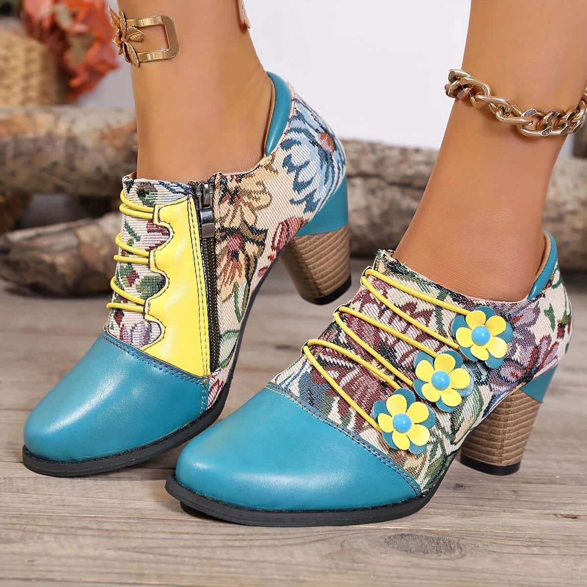 Damen Schuhwerk mit floralem Design und robustem Blockabsatz Heidi Mode - Image 2