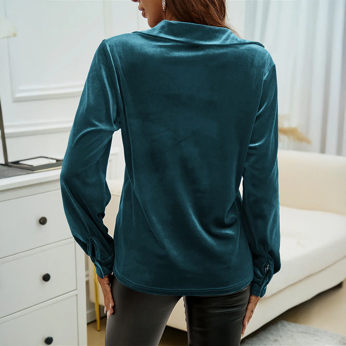 Damen Seidenbluse mit Lässigem Schnitt und Taschen Heidi-Mode - Image 4