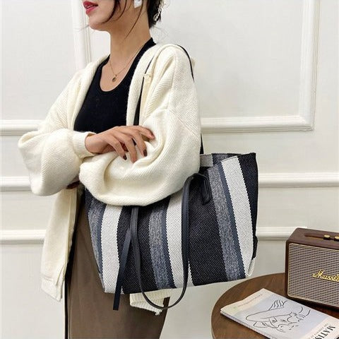 Damen Shopper-Tasche mit Modernen Streifen und Vielseitigem Innenraum Heidi-Mode - Image 4