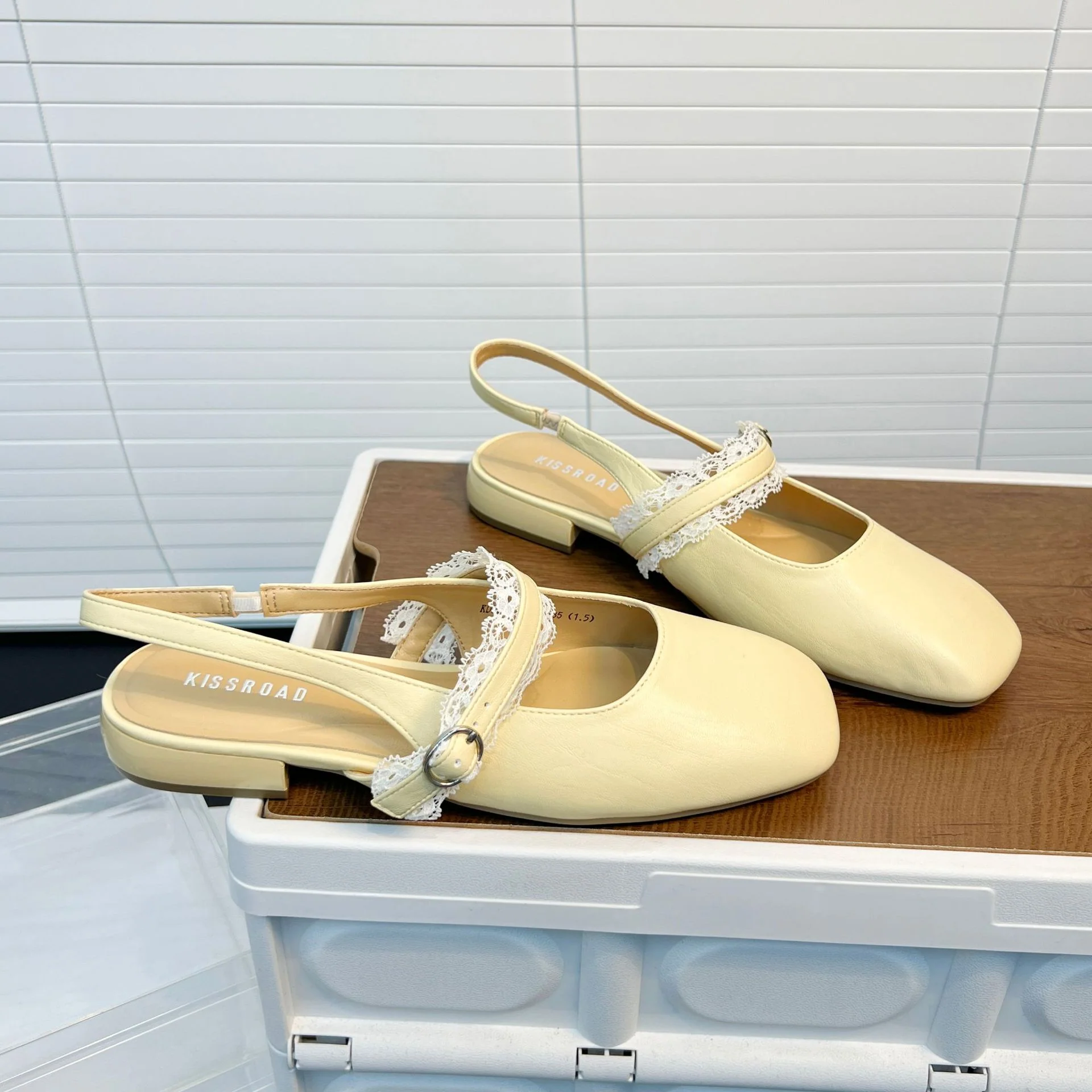 Damen Slingback Ballerinas mit zarter Spitzenverzierung und komfortablem Fußbett Heidi Mode - Image 4
