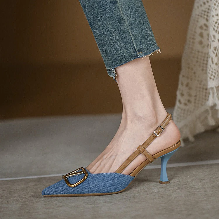 Damen Slingback Pumps mit Eleganter Quadratischer Zehenpartie und Hochwertigem Riemen Heidi-Mode - Image 4