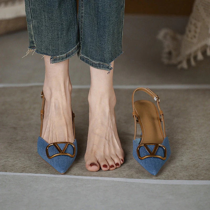 Damen Slingback Pumps mit Eleganter Quadratischer Zehenpartie und Hochwertigem Riemen Heidi-Mode - Image 5