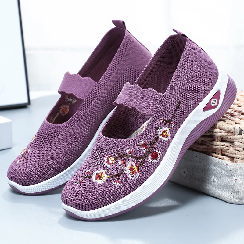 Damen Slip-On Ballerinas mit floralem Strickdesign Heidi Mode - Image 3