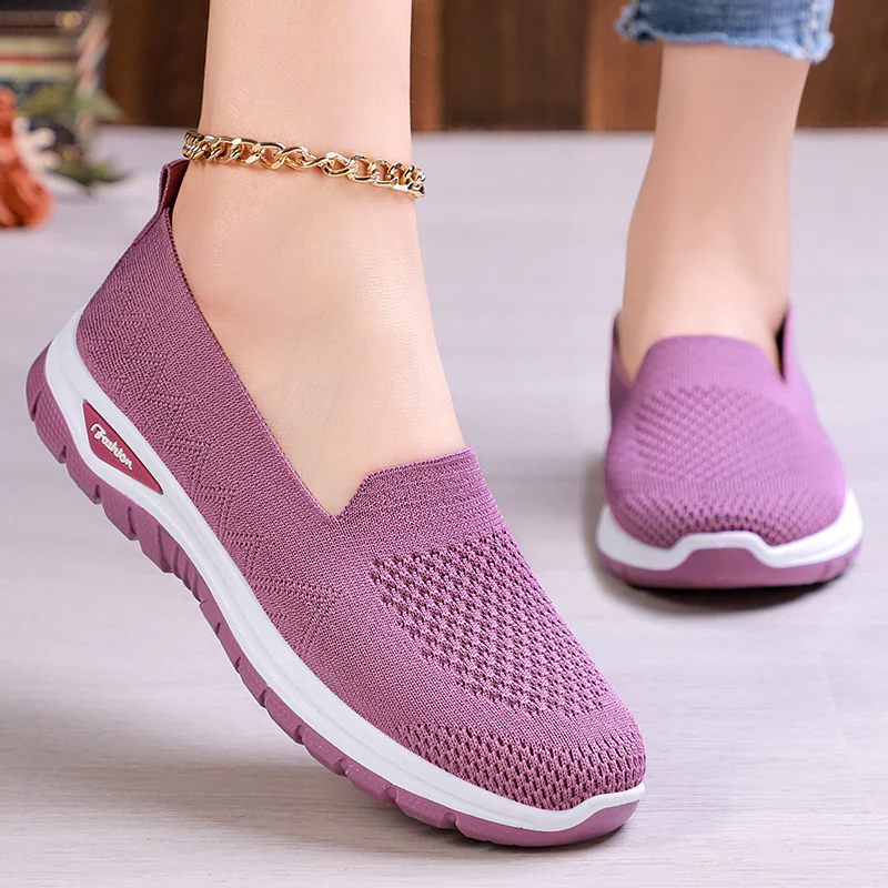 Damen Slip-On Laufschuhe mit luftdurchlässigem Strickdesign und dämpfender Sohle Heidi Mode - Image 2
