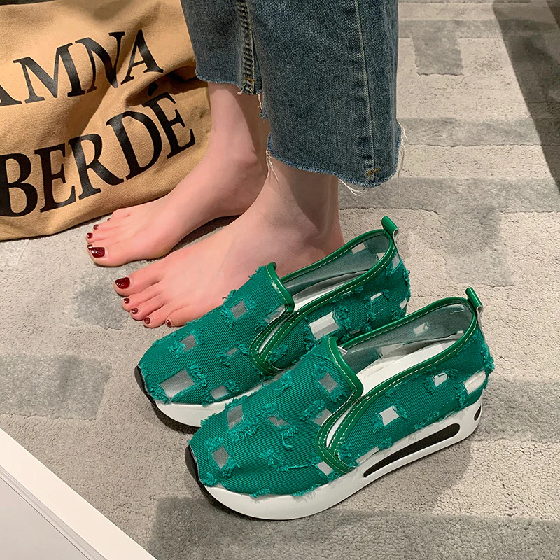 Damen Slip-On Sneakers mit atmungsaktiver Mesh-Oberfläche und elastischem Innenfutter Heidi Mode - Image 4