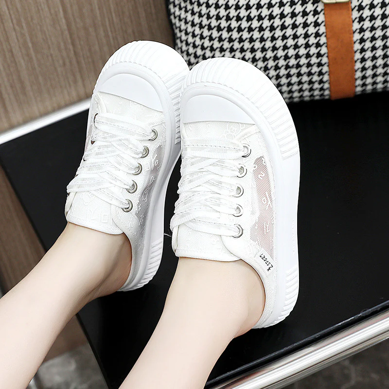 Damen Slip-On Sneakers mit atmungsaktiver Mesh-Oberfläche und elastischen Schnürsenkeln Heidi Mode - Image 4