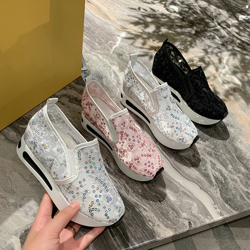 Damen Slip-On Sneakers mit elegantem Spitzenmuster und dämpfendem Fußbett Heidi Mode - Image 4