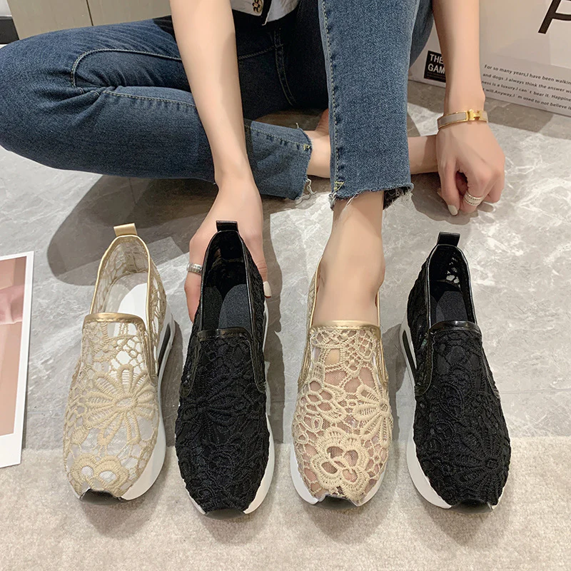 Damen Slip-On Sneakers mit eleganter Spitzenoberfläche und bequemer Dämpfung Heidi Mode - Image 4