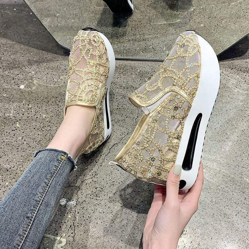 Damen Slip-On Sneakers mit funkelndem Strass und elastischem Riemen Heidi Mode - Image 3