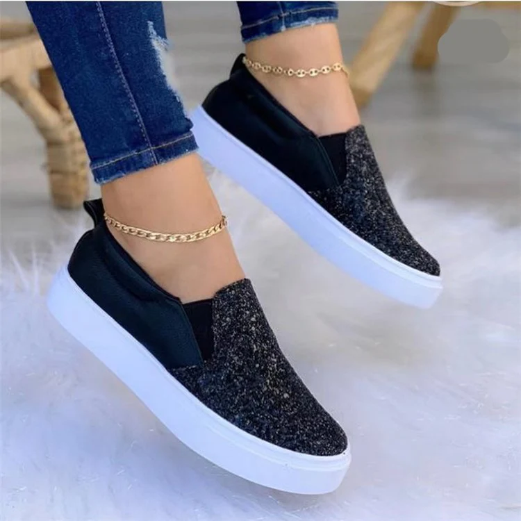 Damen Slip-On Sneakers mit Glitzerndem Obermaterial und Bequemem Einstieg Heidi-Mode - Image 4