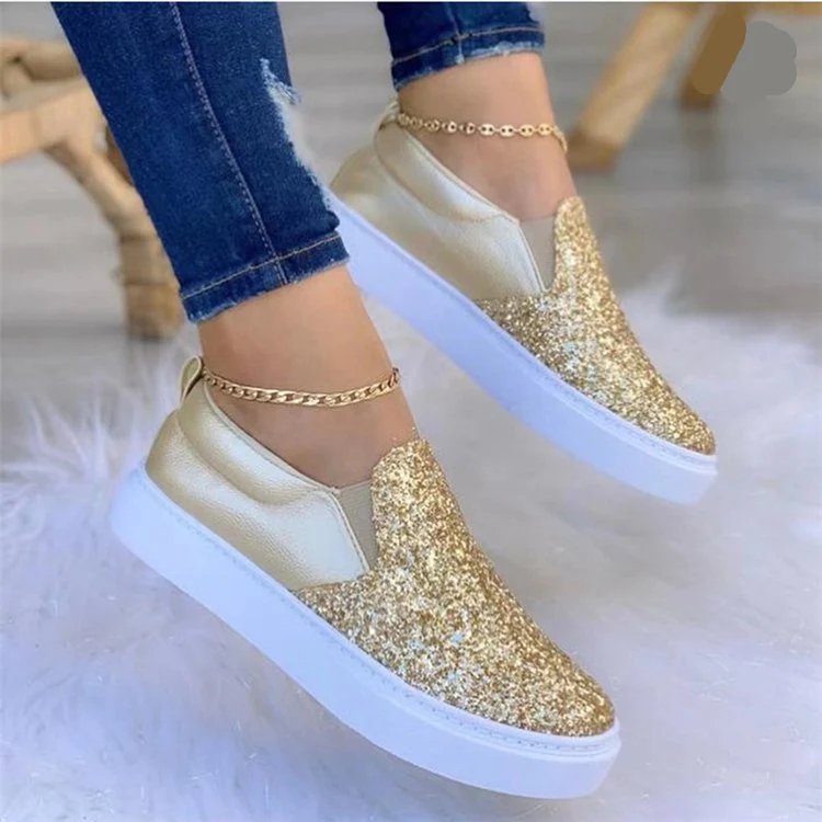 Damen Slip-On Sneakers mit Glitzerndem Obermaterial und Bequemem Einstieg Heidi-Mode - Image 6