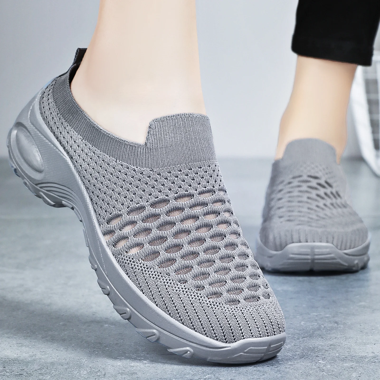 Damen Slip-On Sportschuhe mit atmungsaktivem Strickoberteil und flexibler Sohle Heidi Mode - Image 2