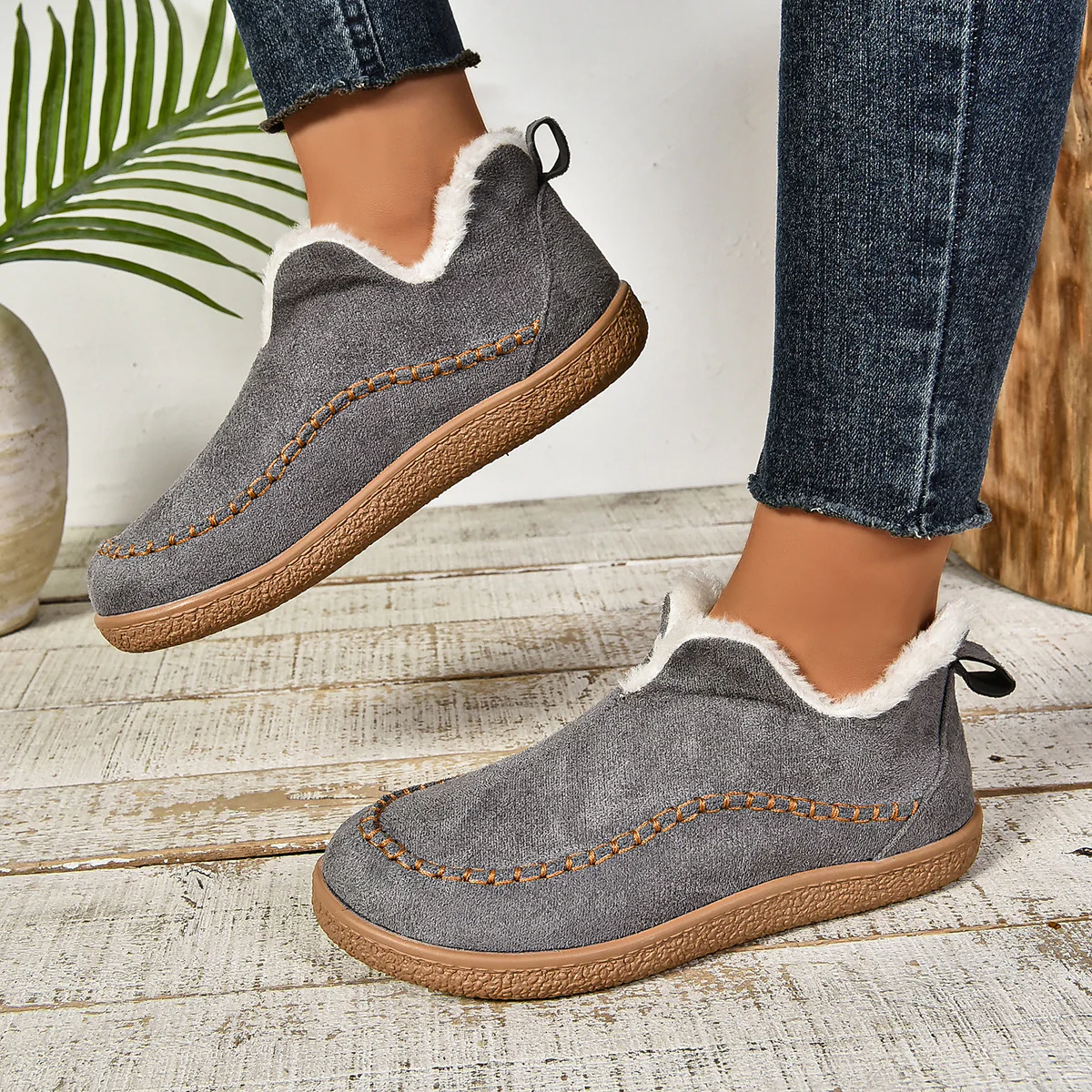 Damen Slipper mit warmem Fleece-Futter und rutschfester Sohle Heidi Mode - Image 2